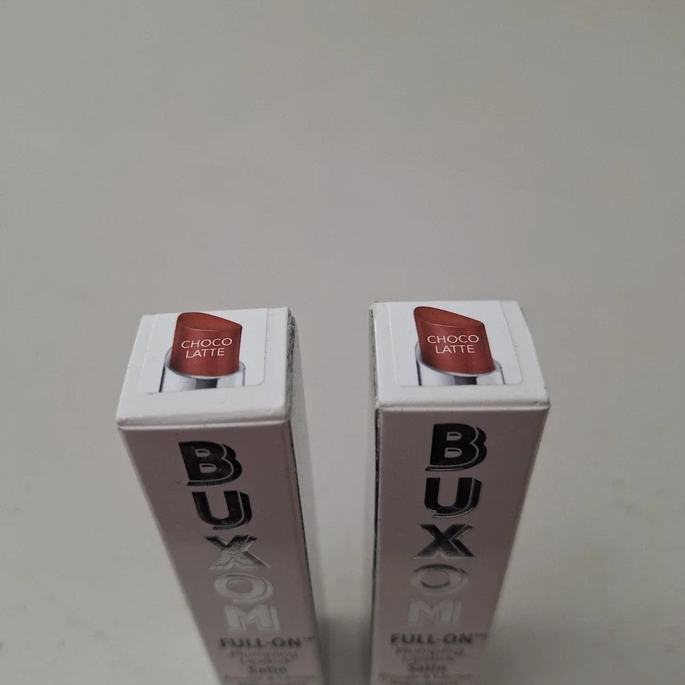 2 x Buxom CHOCO LATTE Full On Plumping Lipstick Satin .09 oz ea Full Size NIB!
